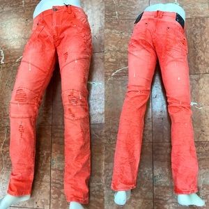 Men’s Fashion Orange Denim Pants